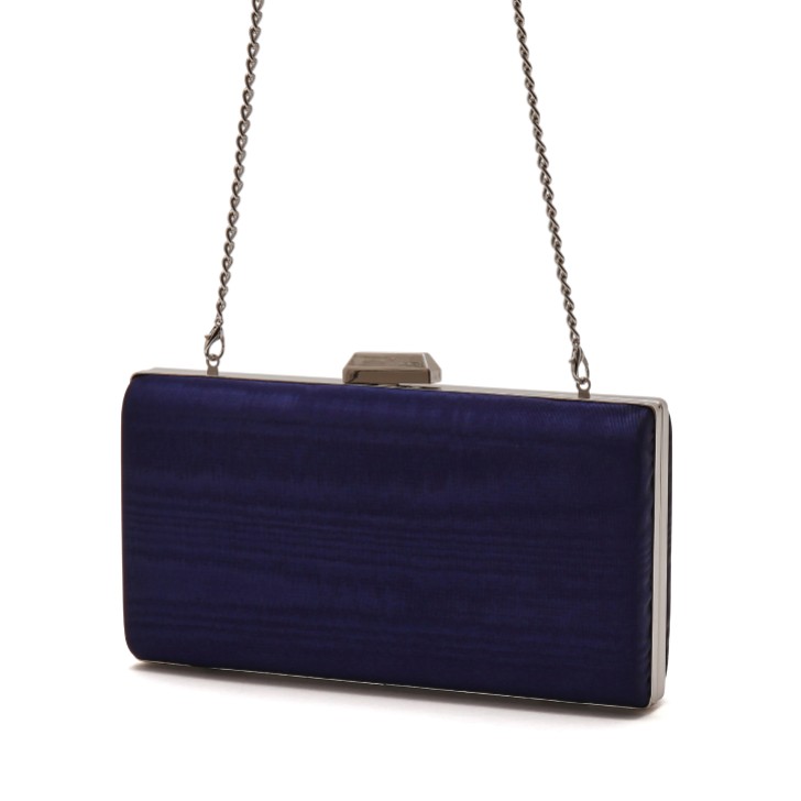 Rainbow Club Reign Navy Moiré Box Clutch Bag